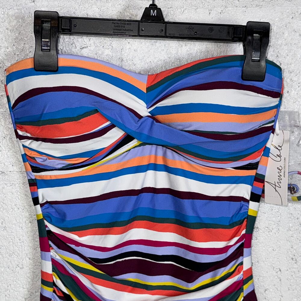 Anne Cole Painted Stripe Bandeau One-Piece Swimsuit multi 6 $98 - Picture 3 of 13